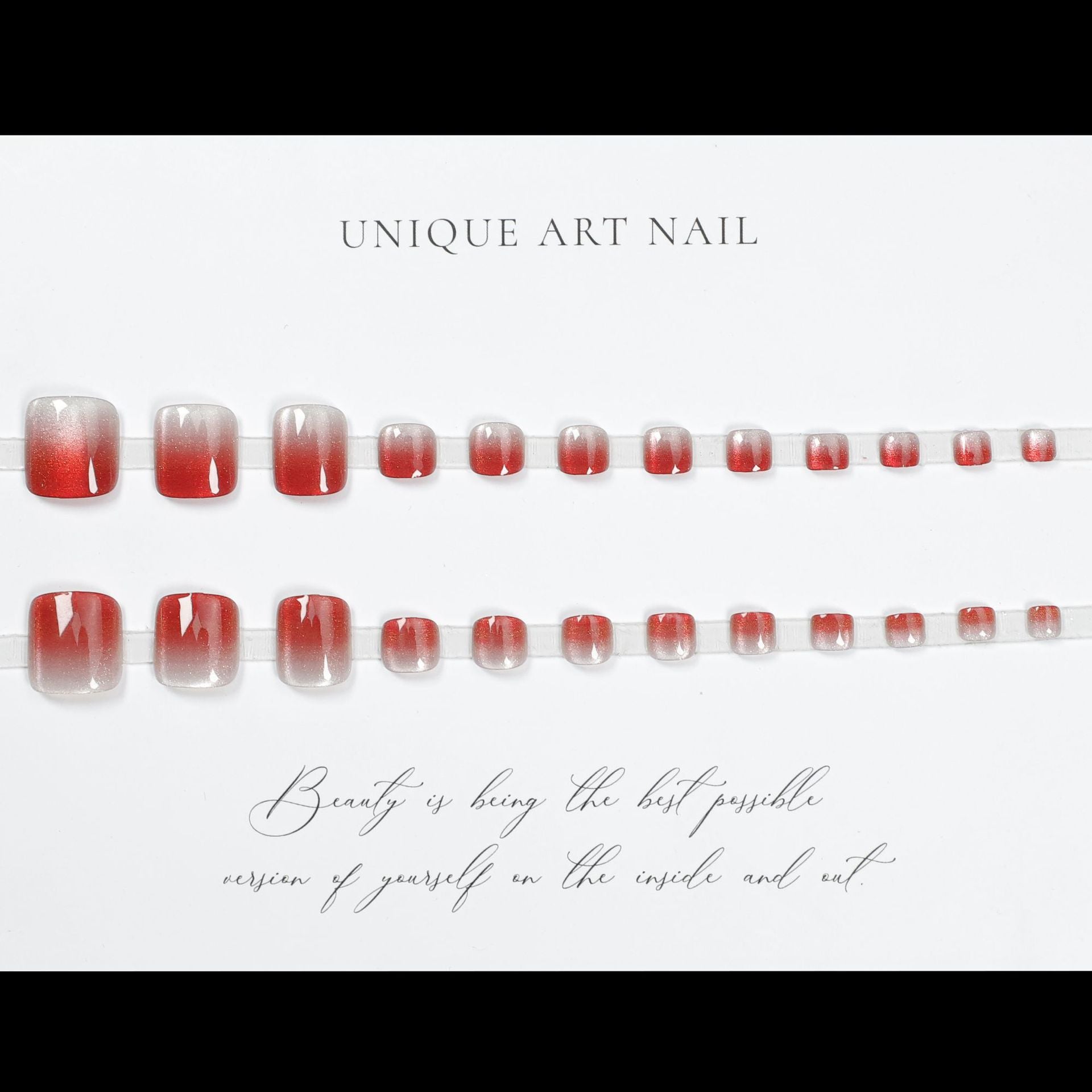 Gradient Cat Eye Red Toenail Patch 24pcs/Set