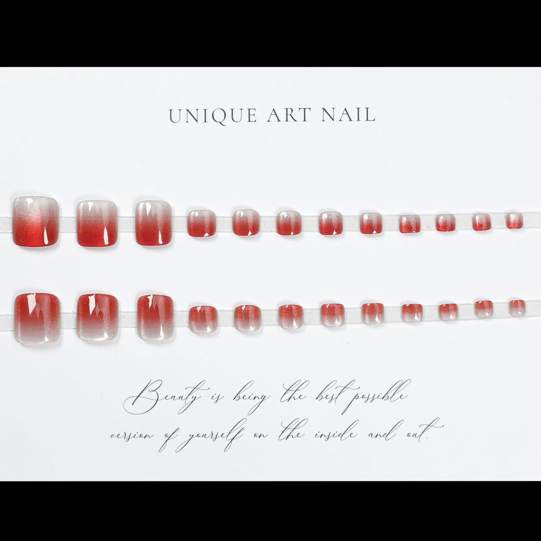 Gradient Cat Eye Red Toenail Patch 24pcs/Set