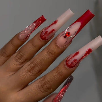 No.AW141 Halloween Flash Spider Fingernails Patch 24pcs/Set