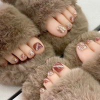 No.120 Sweet Glittery Sparkling Toenails 24pcs/Set