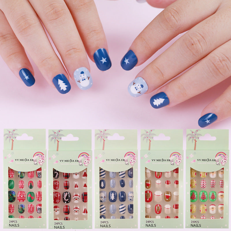 No.KD10 Christmas Mini Kids Press on Fingernails 24pcs/Set