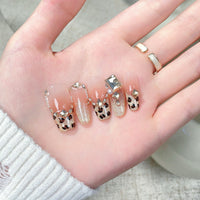 No.FP2 10pcs Leopard Print Cat Eye Handmade Press-On Fingernails