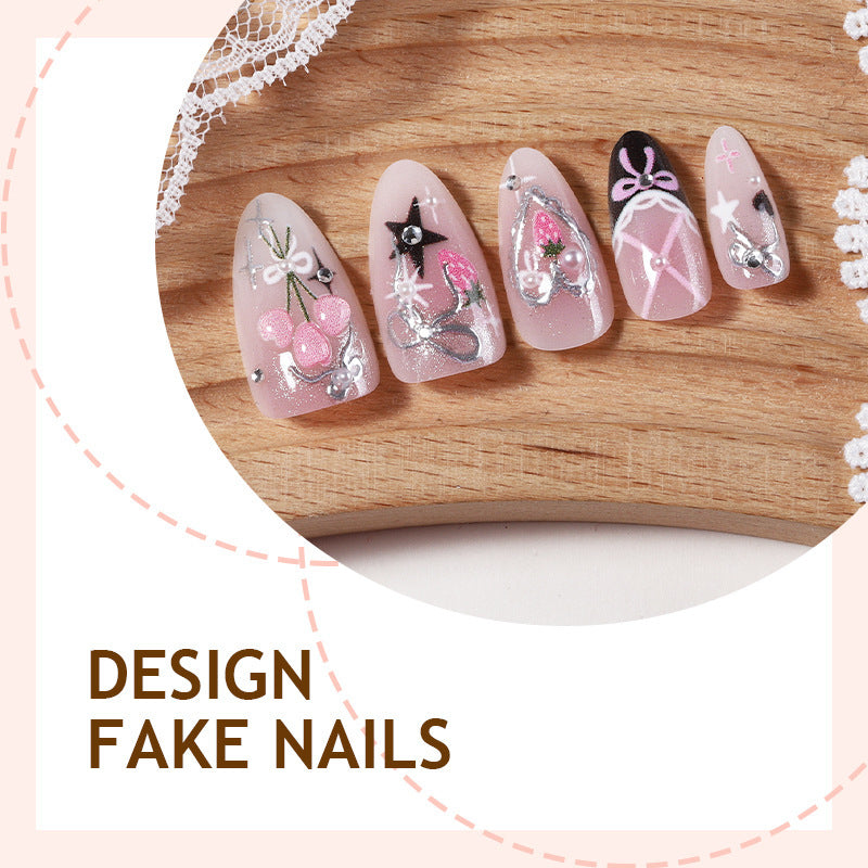 No.F604 Bow Cat's Eye Fingernails Patch 24pcs/Set