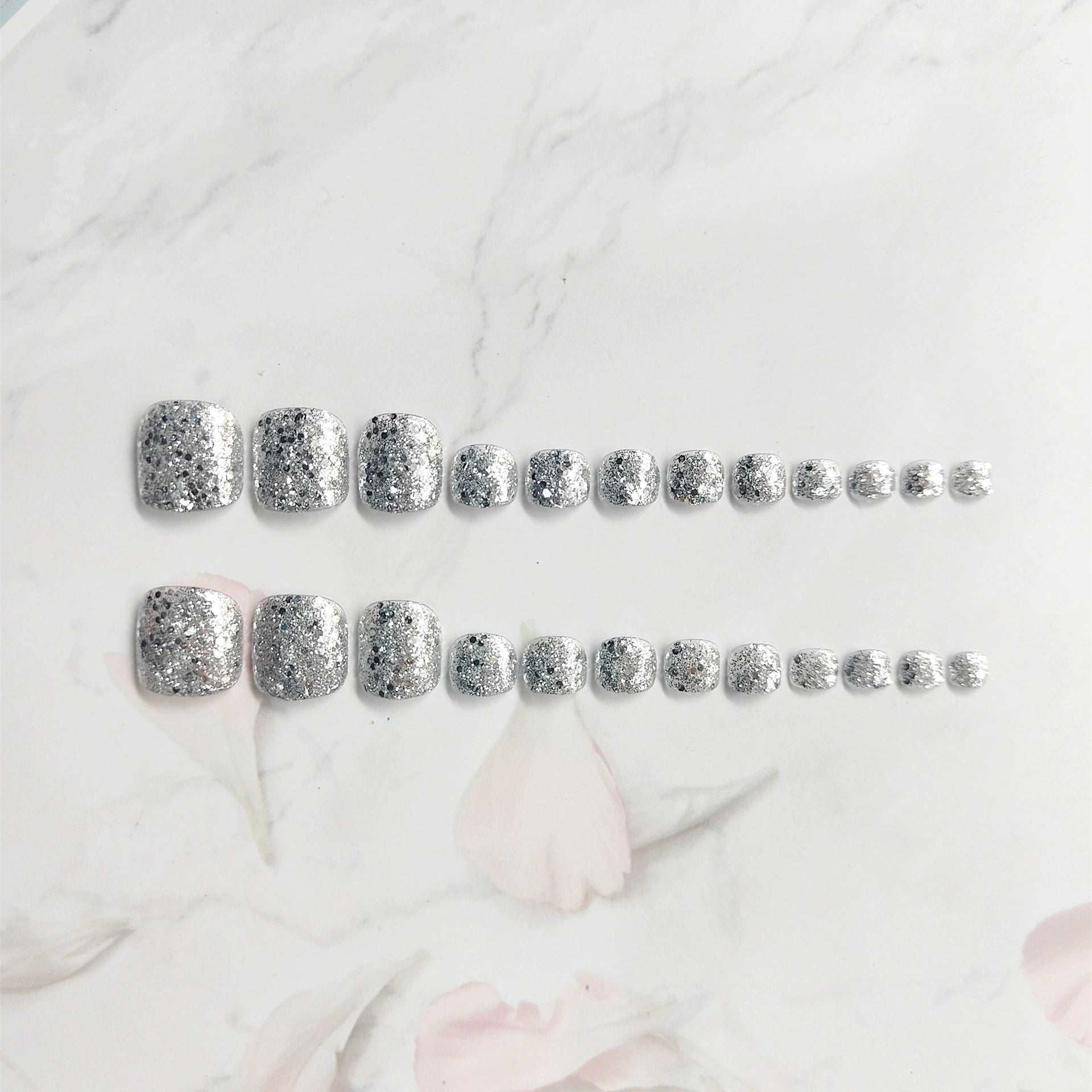 No.468 Silver Sequins Toenails Patch 24pcs/Set