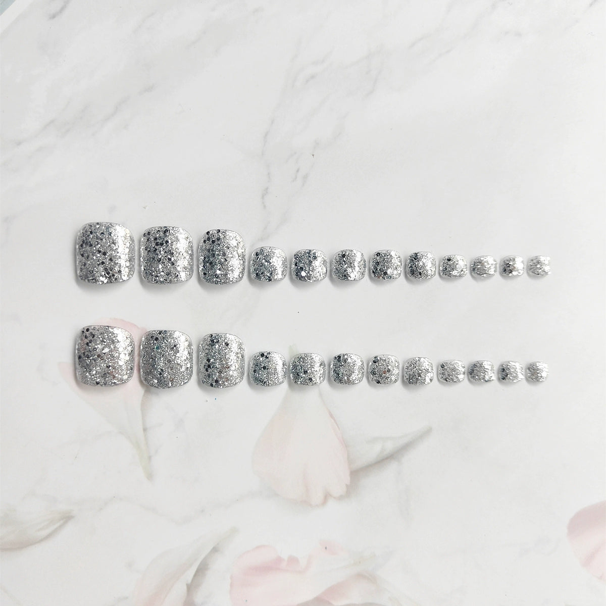 No.468 Silver Sequins Toenails Patch 24pcs/Set