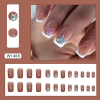 No.F43 Butterfly Line Mid-length Fingernails Patch 24pcs/Set