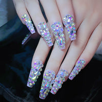 No.F128 Flash Full Diamond Fingernails Patch 24pcs/Set