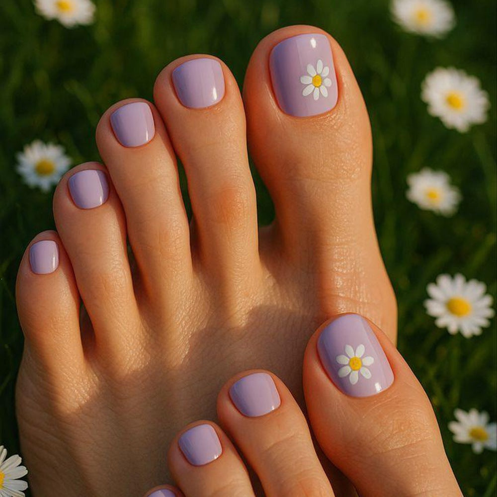 No.826 Taro Daisy Toenails Patch 24pcs/Set