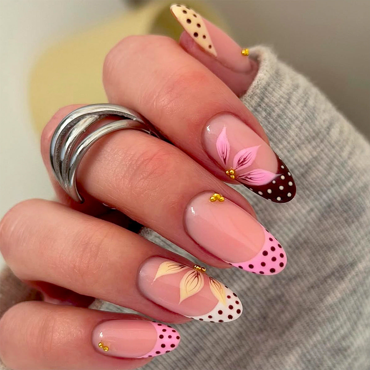 No.F657 Floral Print Fingernails Patch 24pcs/Set