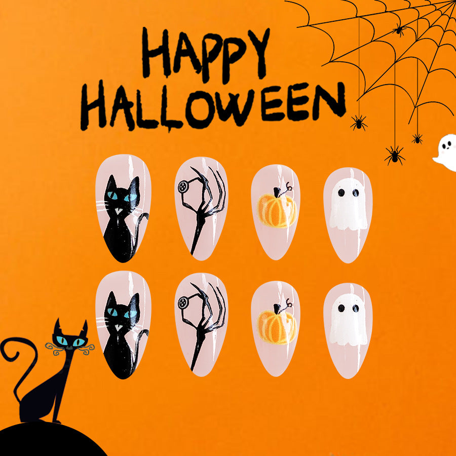 No.AW62 Halloween Pumpkin Fingernails Patch 24pcs/Set