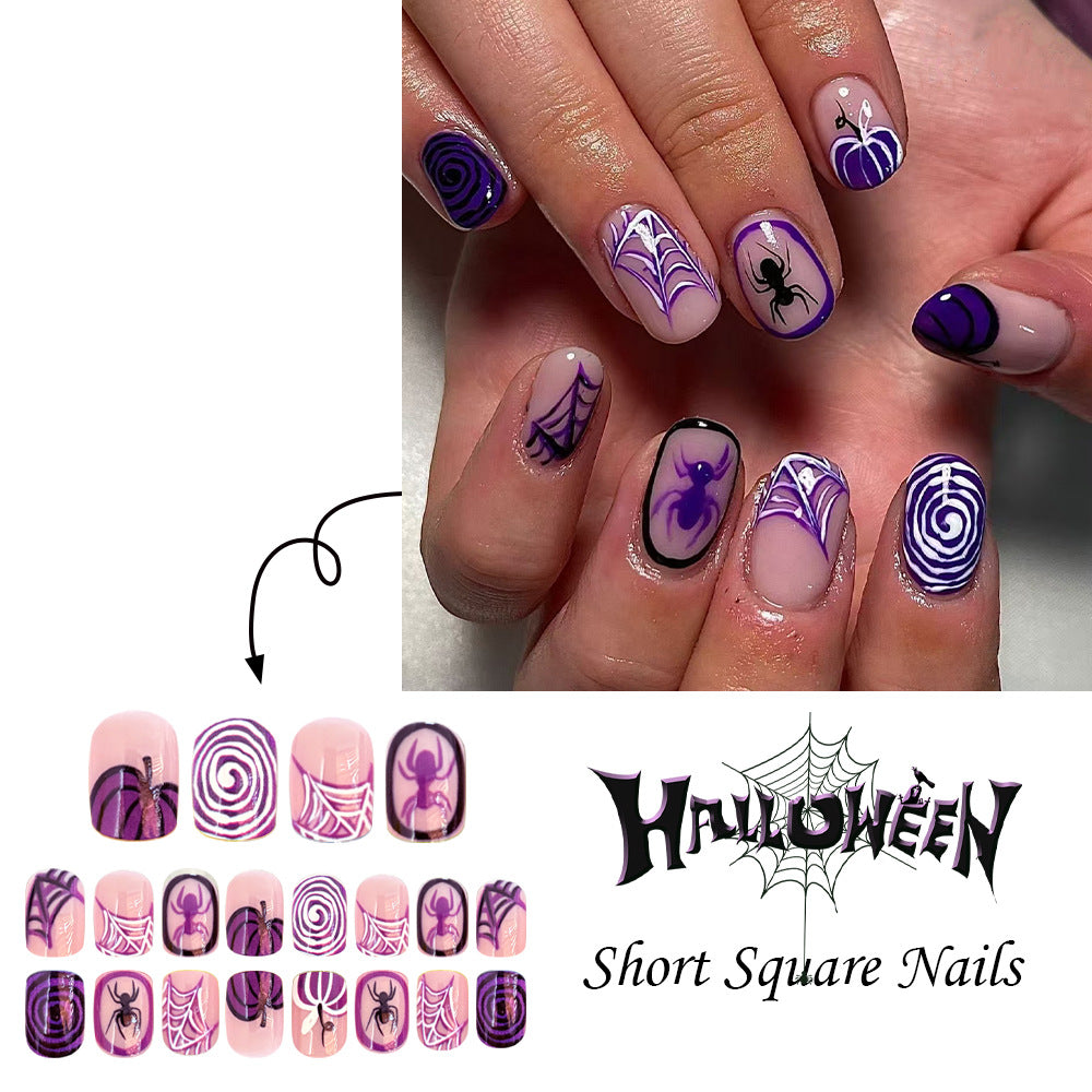 No.AW135 Halloween Purple Spider Fingernails Patch 24pcs/Set