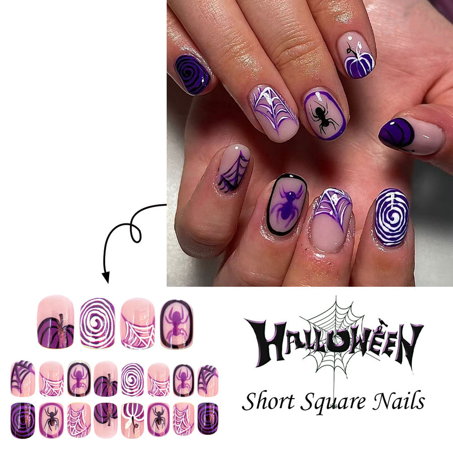 No.AW135 Halloween Purple Spider Fingernails Patch 24pcs/Set