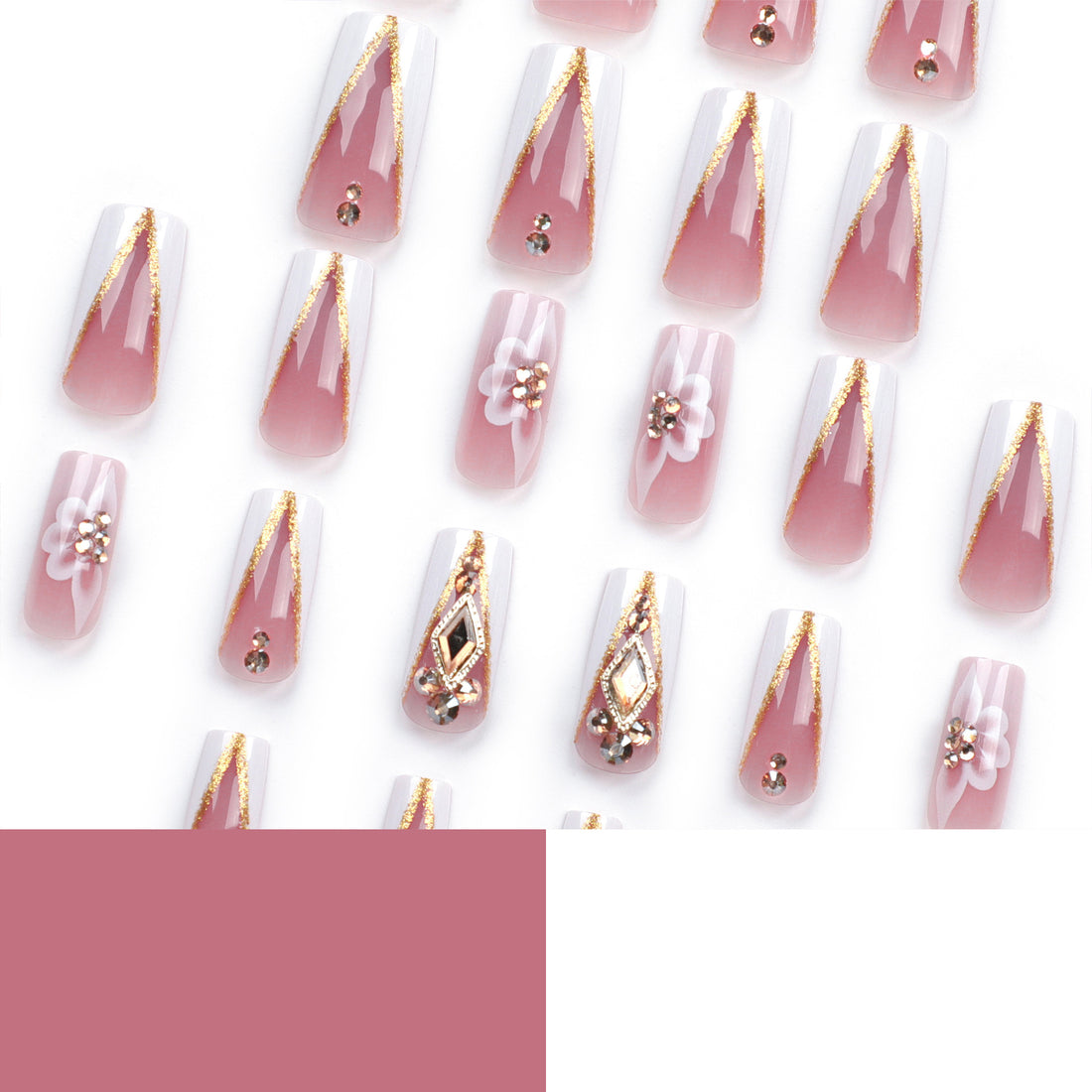 No.F133 V Flash Diamond Fingernails Patch 24pcs/Set