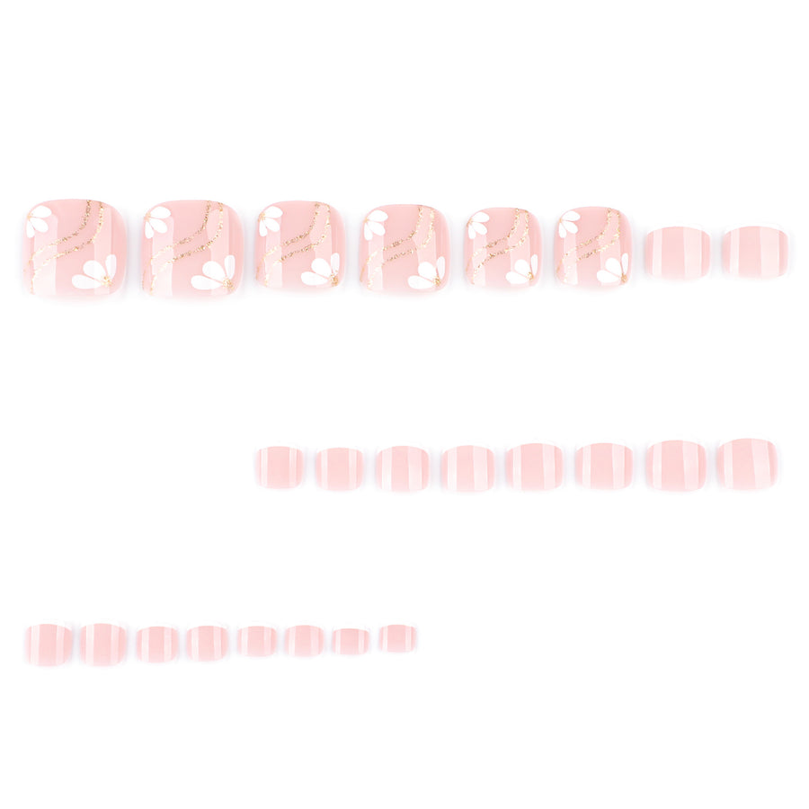 No.648 White Petals Toenails Patch 24pcs/Set