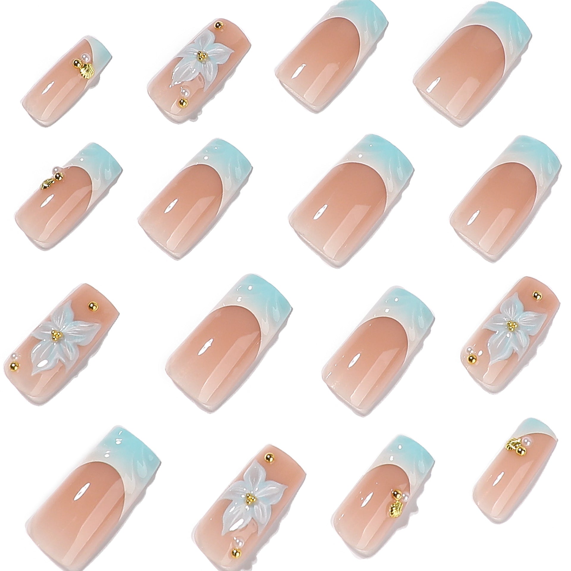 No.F704 Flower Fingernails Patch 24pcs/Set