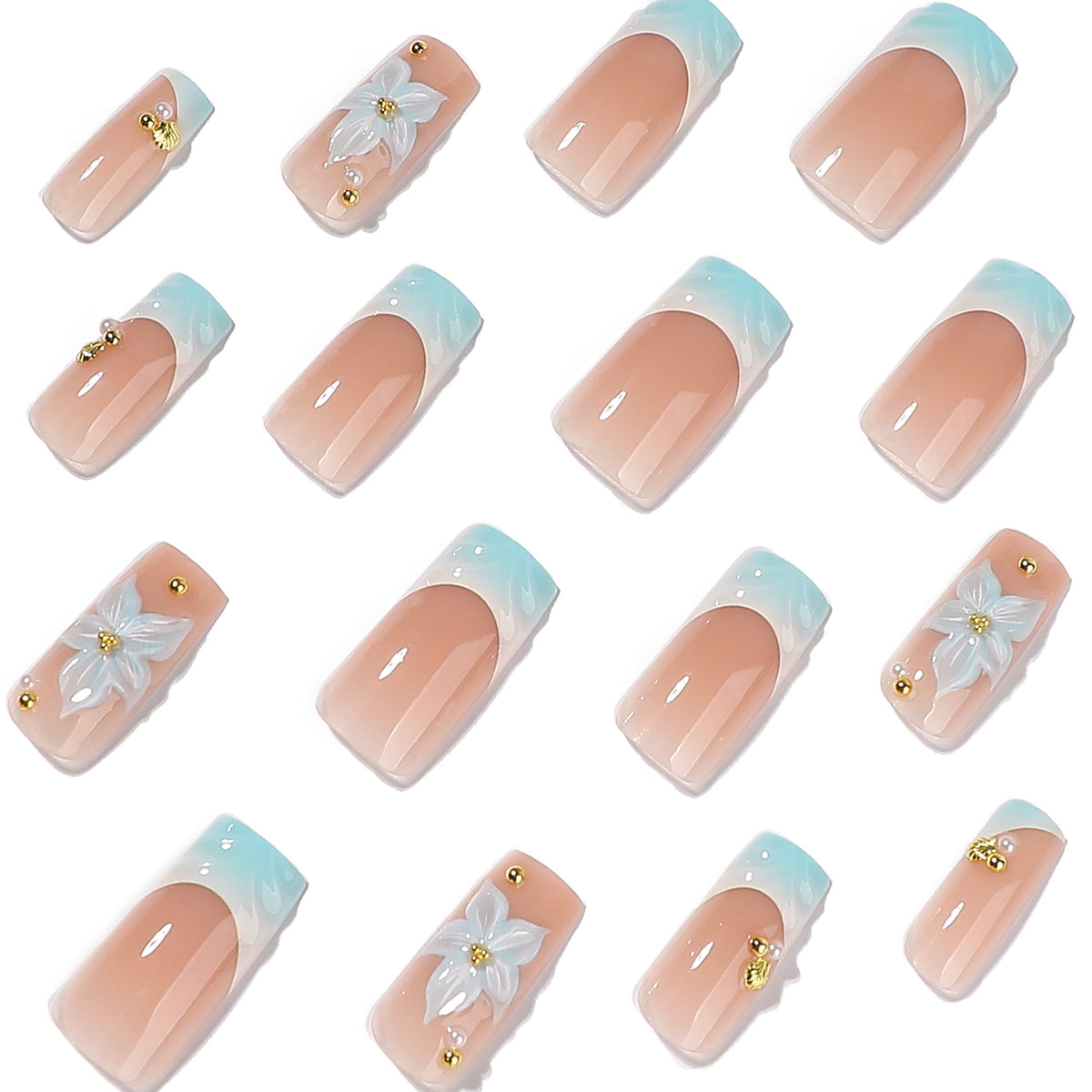 No.F704 Flower Fingernails Patch 24pcs/Set