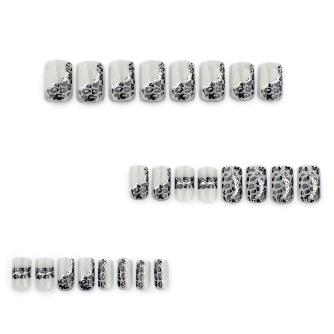 No.F227 Grey Leopard Print Fingernails Patch 24pcs/Set