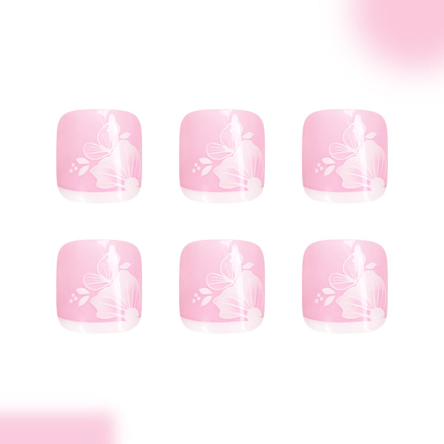 No.638 White Flower Toenails Patch 24pcs/Set