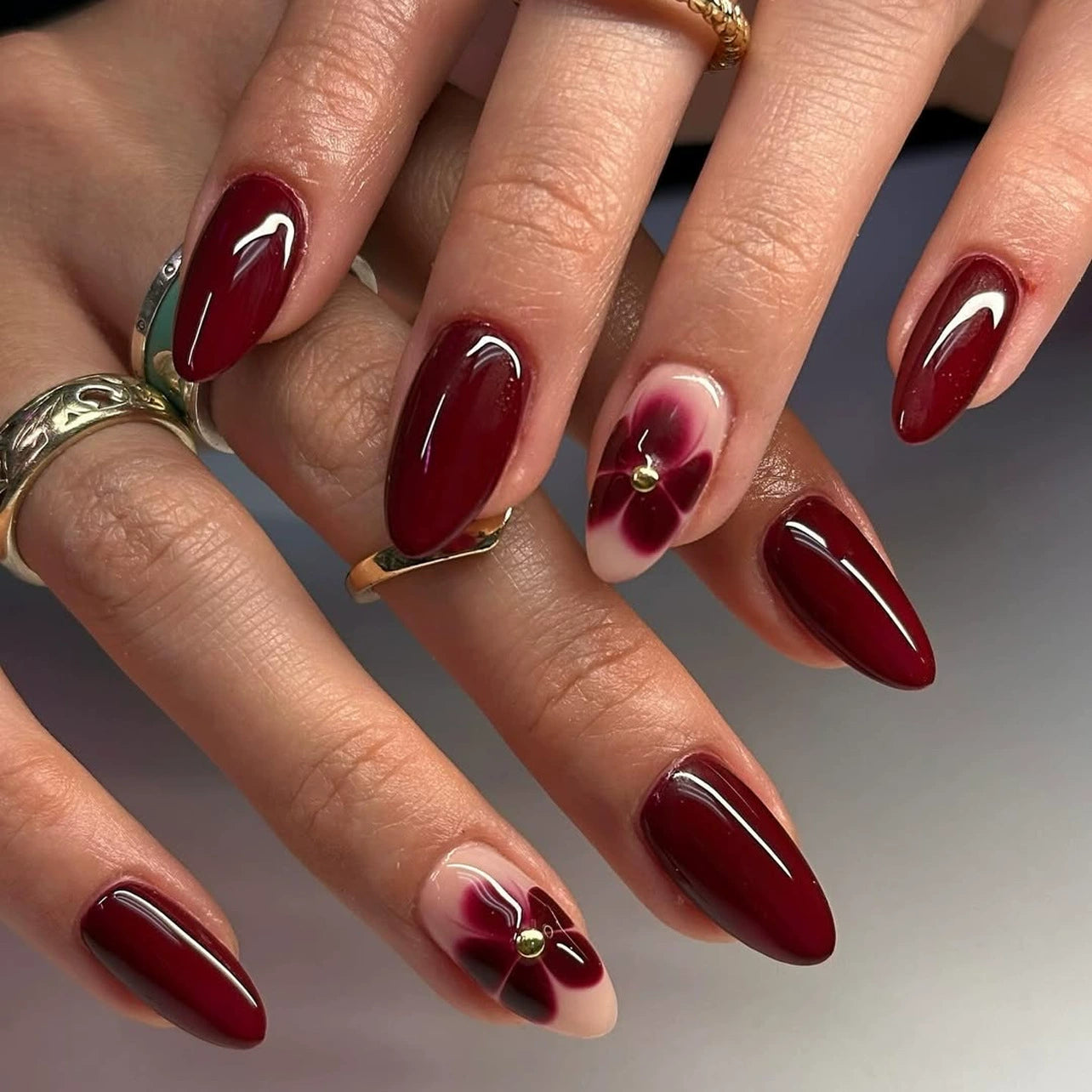No.F289 Red Fingernails Patch 24pcs/Set
