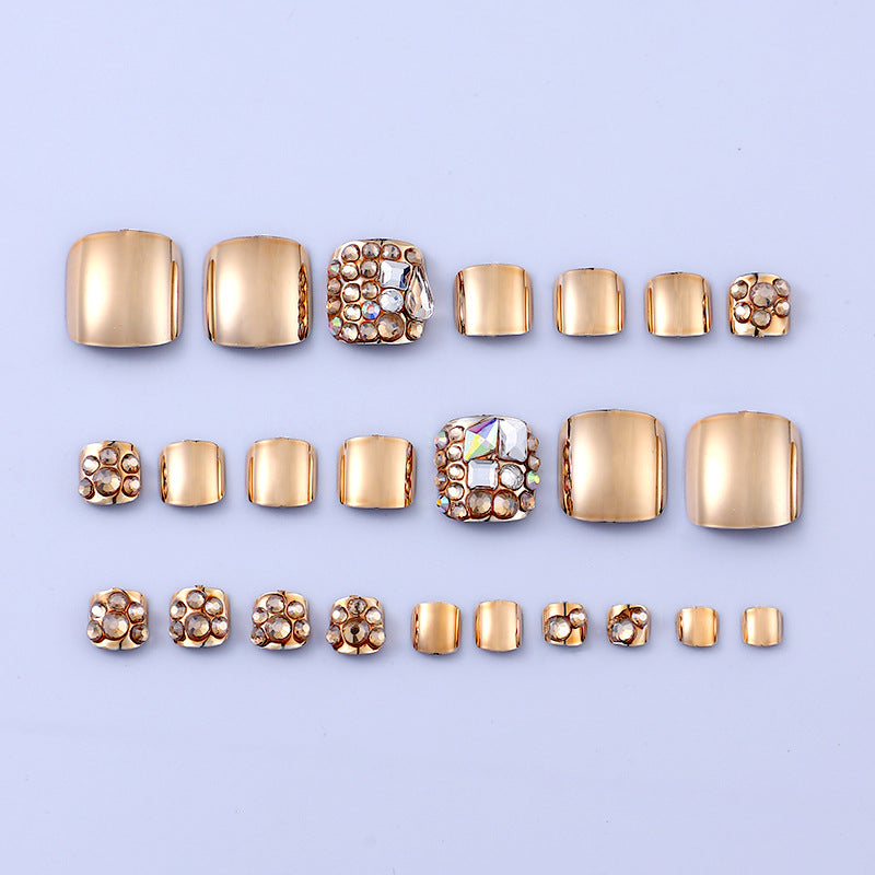 No.126 Fully Rhinestone Gold-plated Toenails 24pcs/Set