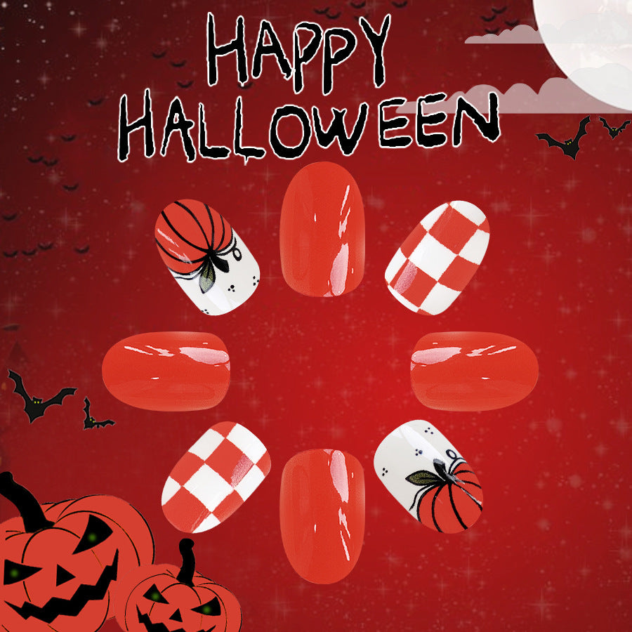 No.AW74 Halloween Orange Fingernails Patch 24pcs/Set