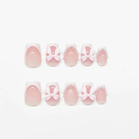 No.F270 Pink Bow Fingernails Patch 24pcs/Set