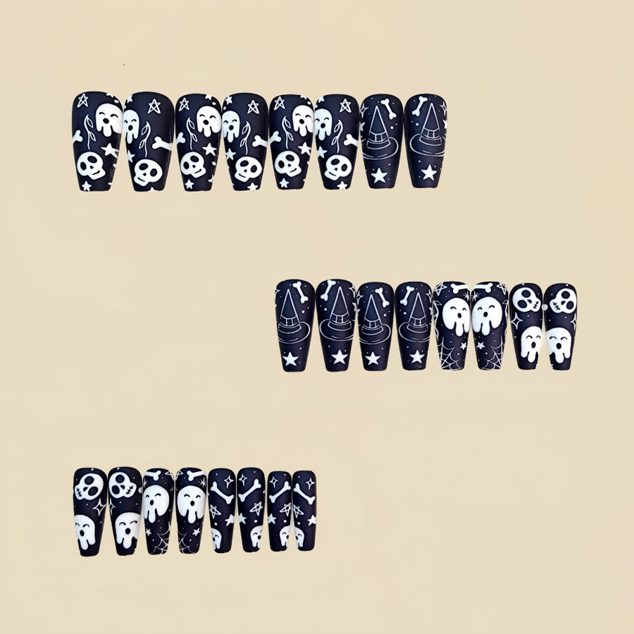 No.AW136 Halloween Ghost Skeleton Fingernails Patch 24pcs/Set