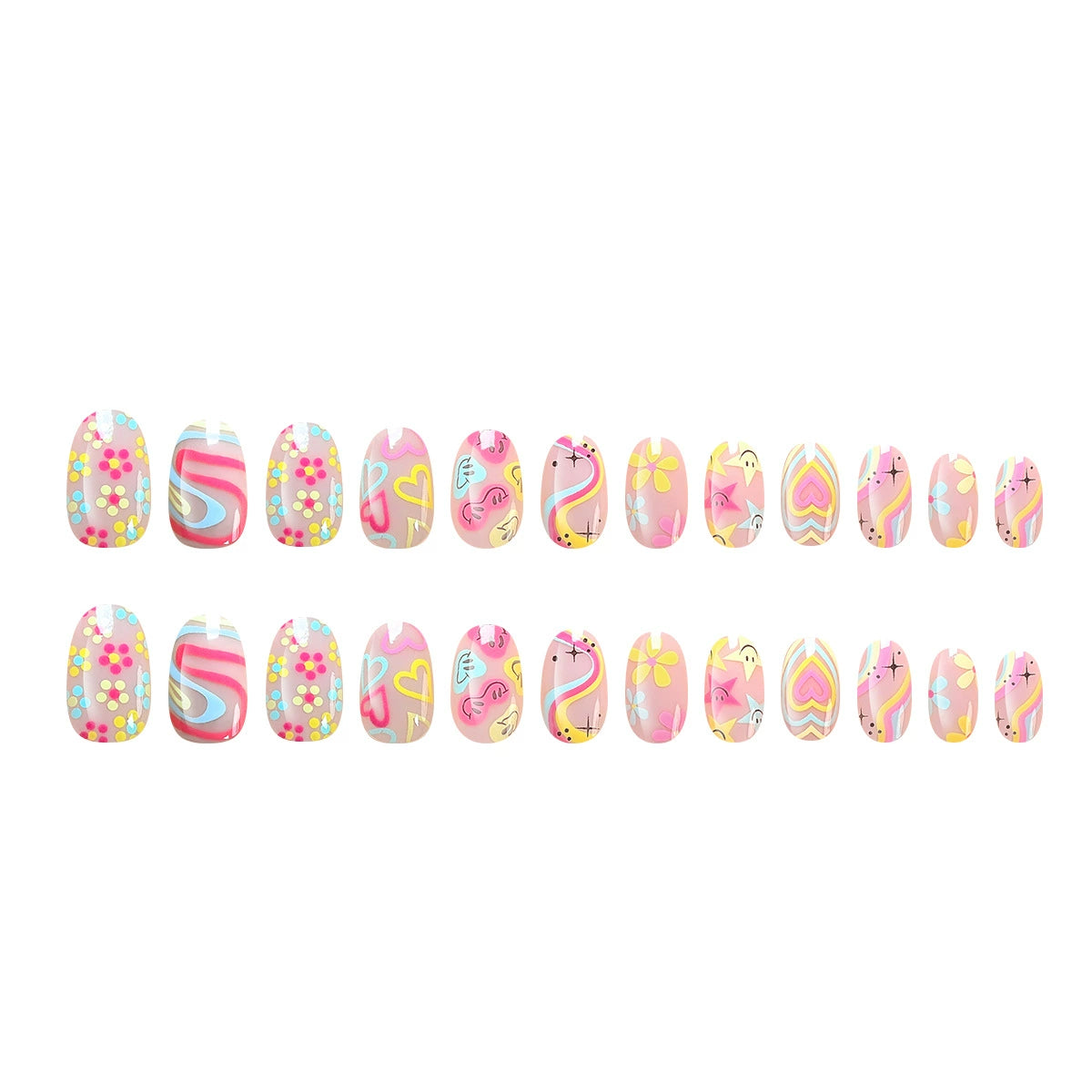No.F252 Love Smiley Face Fingernails Patch 24pcs/Set