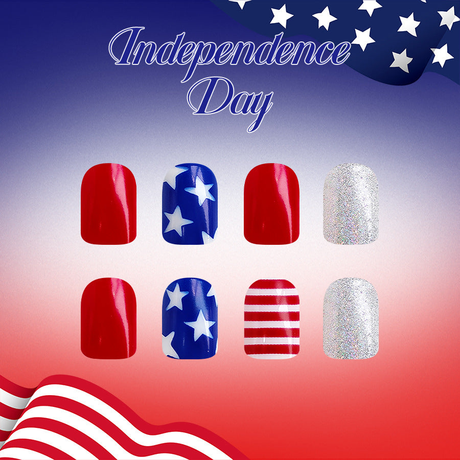 No.JNU3 Red&White Stripes Fingernails Patch 24pcs/Set