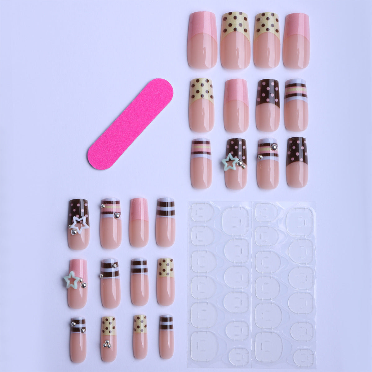 No.F644 Stripes Fingernails Patch 24pcs/Set
