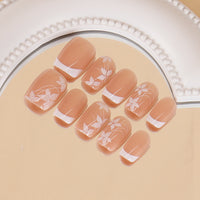 No.F115 White Flowers Fingernails Patch 24pcs/Set