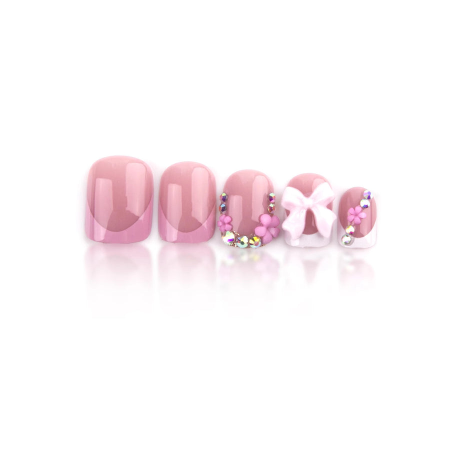 No.F502 Pink Flowers Fingernails Patch 24pcs/Set