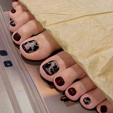 No.548 Black Leaves Toenails Patch 24pcs/Set
