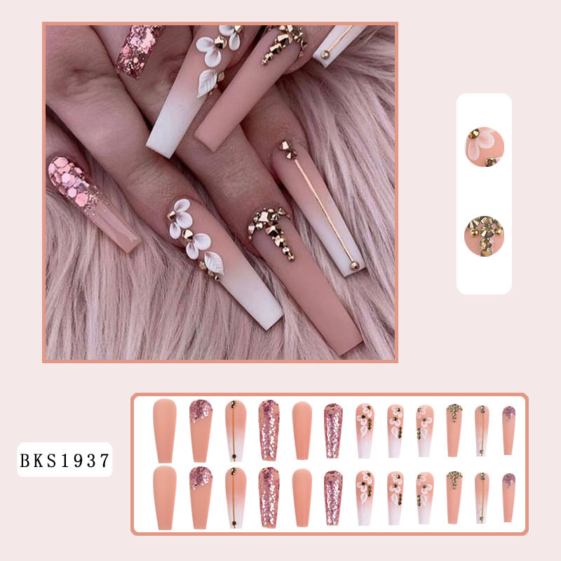 No.F552 Glitter Gradient Fingernails Patch 24pcs/Set