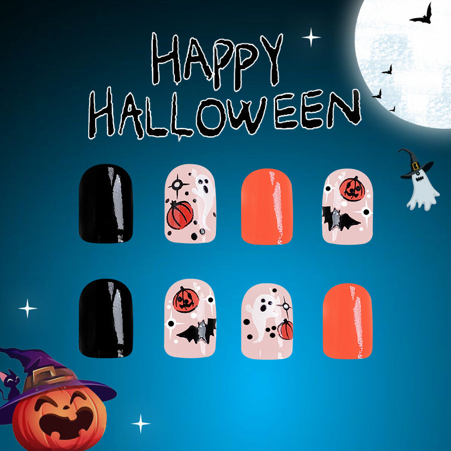 No.AW43 Halloween Black Bat Fingernails Patch 24pcs/Set