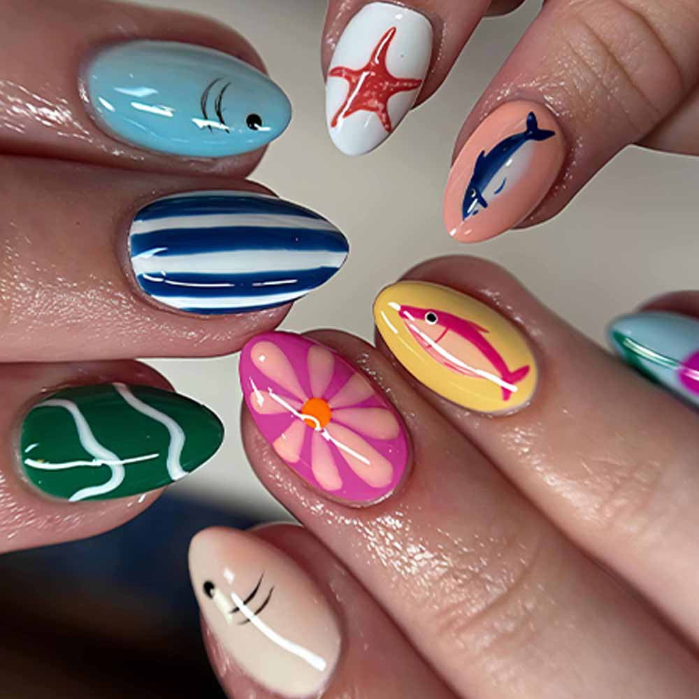 No.BH68 Flower Starfish Fingernails Patch 24pcs/Set