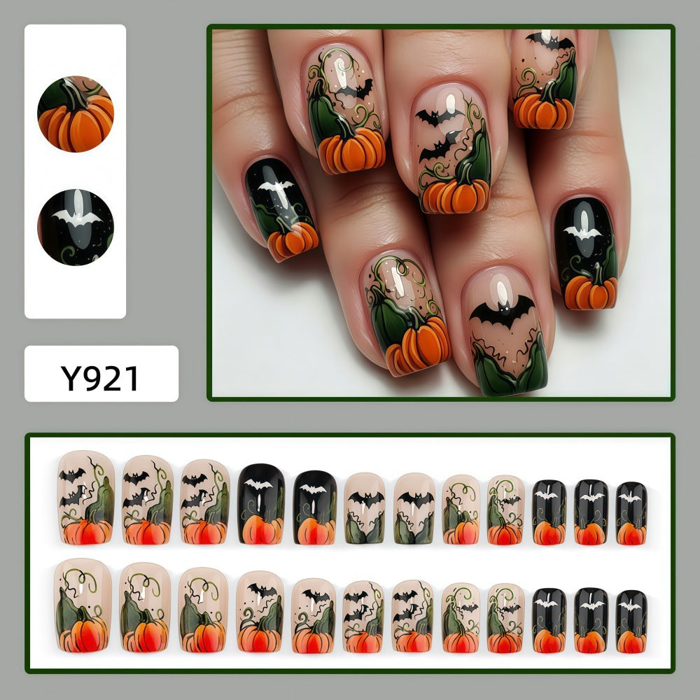 No.AW204 Halloween Pumpkin Dark Fingernails Patch 24pcs/Set