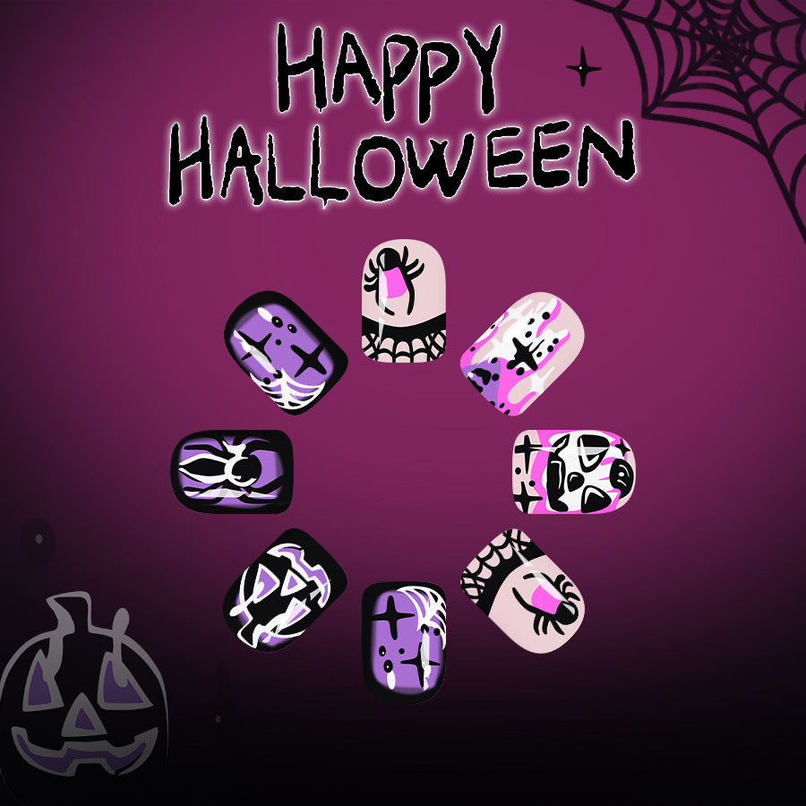 No.AW179 Halloween Purple Spider Fingernails Patch 24pcs/Set