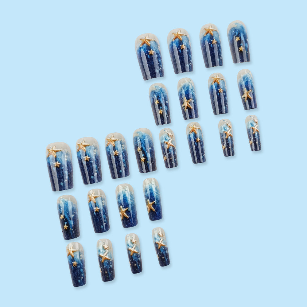 No.BH6 Ocean Blue Fingernails Patch 24pcs/Set