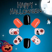 No.AW43 Halloween Black Bat Fingernails Patch 24pcs/Set