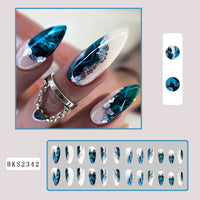 No.F213 Blue Smudge Fingernails Patch 24pcs/Set