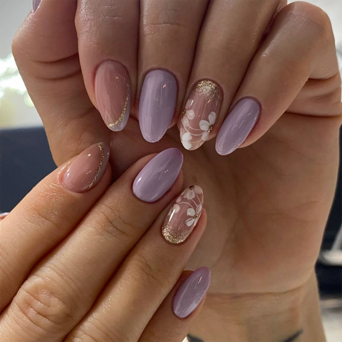 No.F287 Purple Bevel Fingernails Patch 24pcs/Set