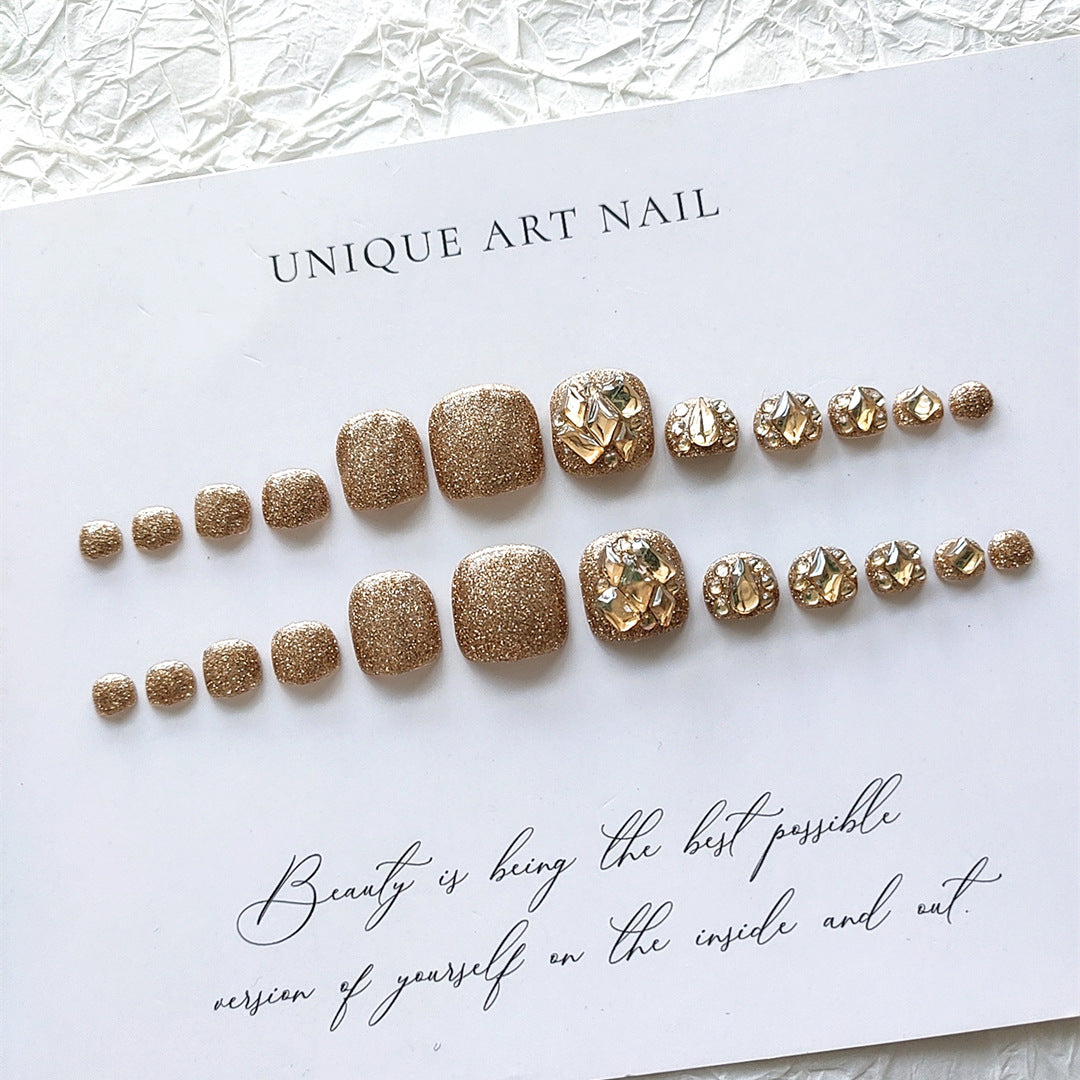 No.74 Champagne Large Rhinestone Toe Nails 24pcs/Set