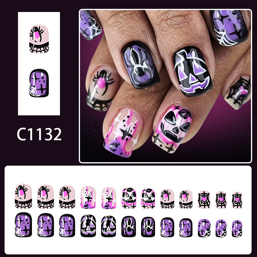 No.AW179 Halloween Purple Spider Fingernails Patch 24pcs/Set