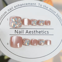 No.32 Fashion Pink Glitter Toenail Patch 24pcs/Set