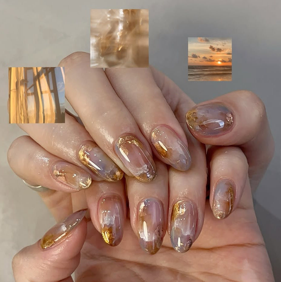 No.F534 Brown Fingernails Patch 24pcs/Set