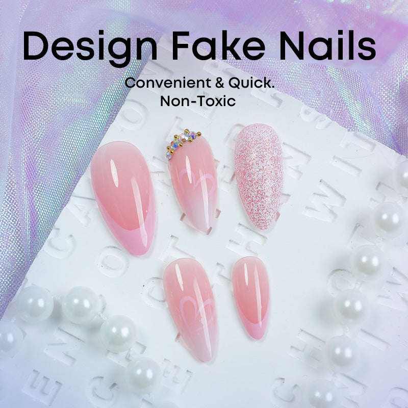 No.VN25 Gradient Glitter Fingernails Patch 24pcs/Set