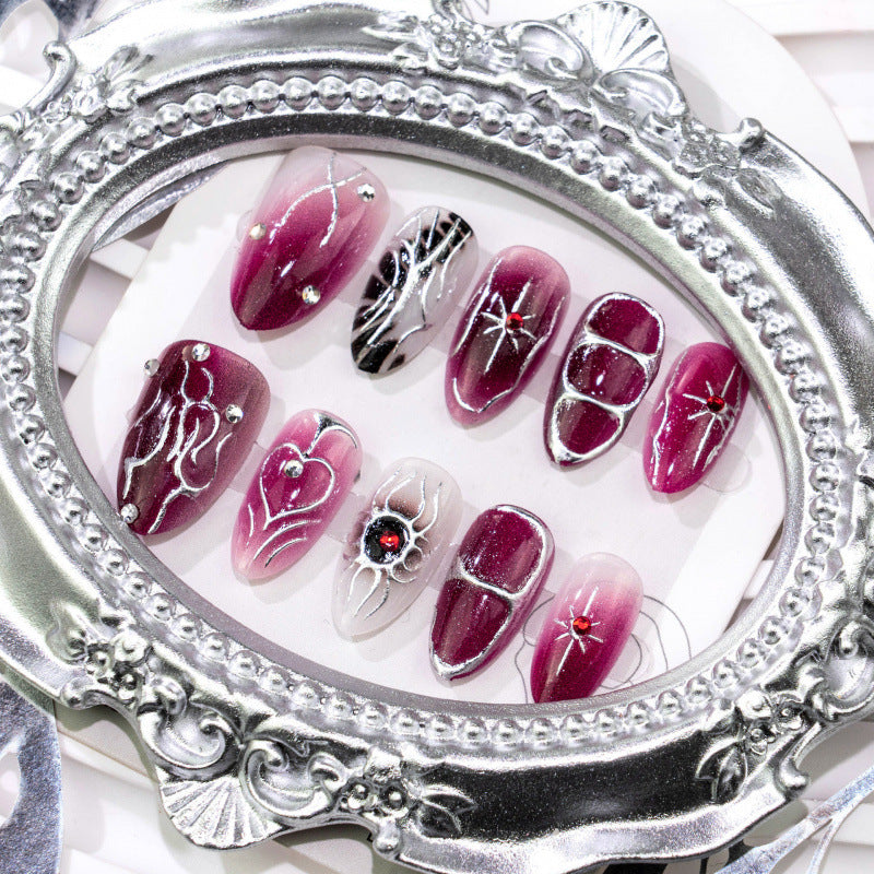 No.F854 Purple Heart  Fingernails Patch 30pcs/Set
