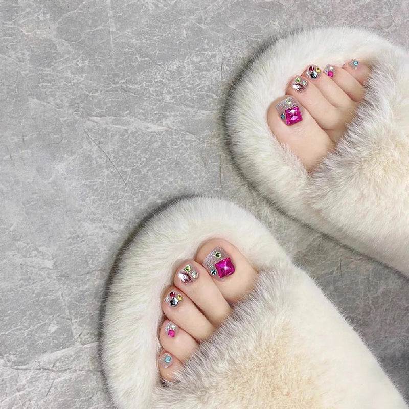No.72 Summer Candy Rhinestone Toe Nails 24pcs/Set