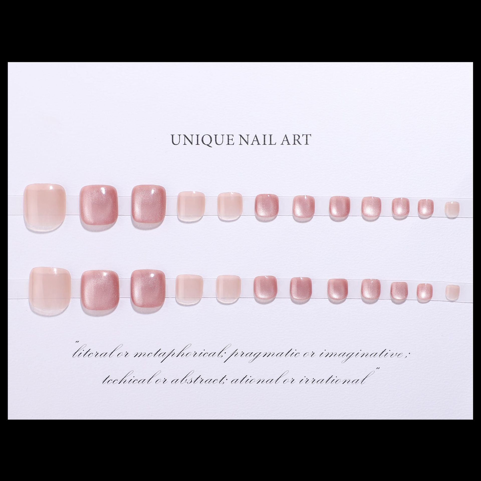 No.150 Nude Pink Glass Bead Cat's Eye Toenails 24pcs/Set